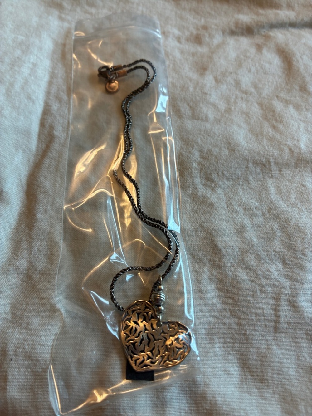 Silpada Filigree Heart Pendant Necklace - sterling silver on rope chain N1585